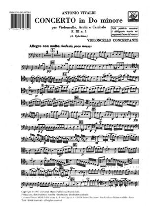 Concerto en do min. - F. 3 n° 1 - Matériel - VIVALDI - Partition